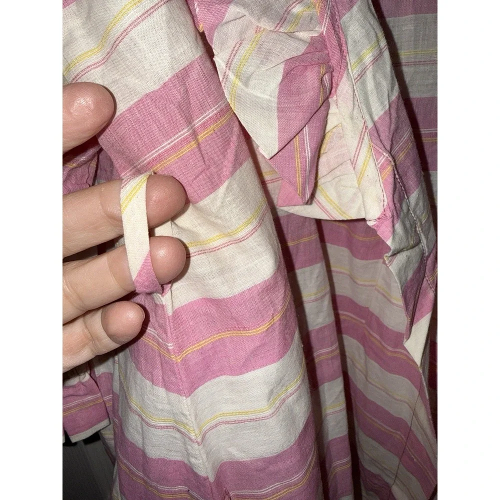 Bloomingdale's Cotton Robe‎ , Ruffles Pockets , Striped , Tie, Lightweight NWT